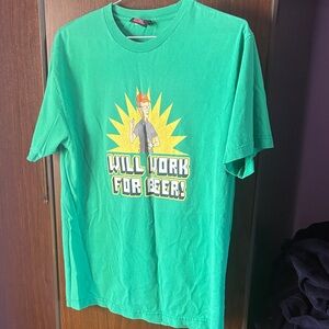 VINTAGE King of the Hill "Will Work For Beer!' Dale Graphic Tee Rare